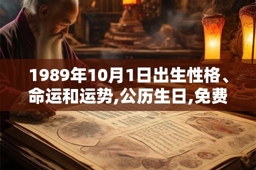 1989年10月1日出生性格、命运和运势,公历生日,免费算命
