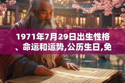 1971年7月29日出生性格、命运和运势,公历生日,免费算命