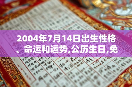 2004年7月14日出生性格、命运和运势,公历生日,免费算命