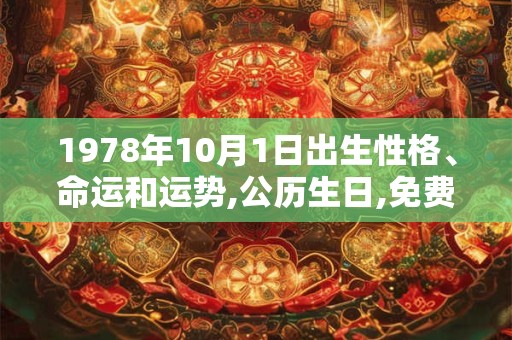 1978年10月1日出生性格、命运和运势,公历生日,免费算命
