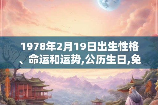1978年2月19日出生性格、命运和运势,公历生日,免费算命