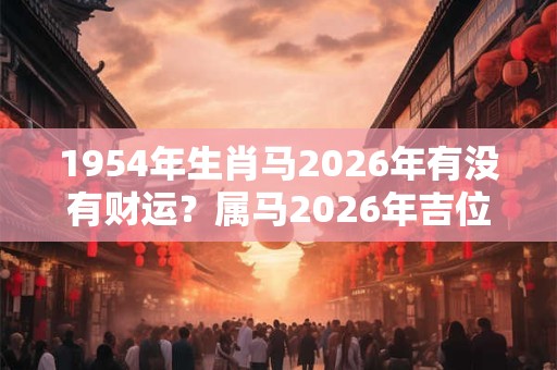 1954年生肖马2026年有没有财运？属马2026年吉位在哪？