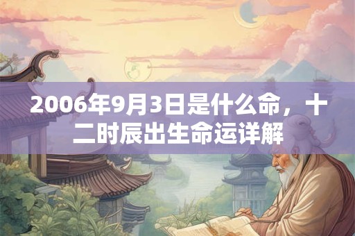 2006年9月3日是什么命，十二时辰出生命运详解