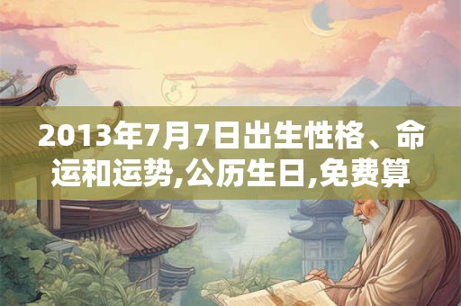 2013年7月7日出生性格、命运和运势,公历生日,免费算命 2013年7月7日出生性格、命运和运势,公历生日,免费算命