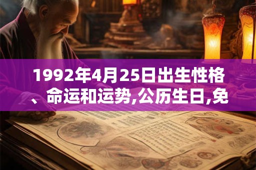 1992年4月25日出生性格、命运和运势,公历生日,免费算命