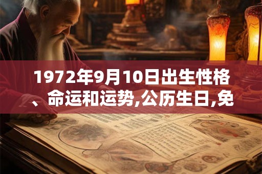 1972年9月10日出生性格、命运和运势,公历生日,免费算命