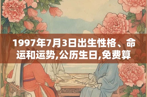 1997年7月3日出生性格、命运和运势,公历生日,免费算命