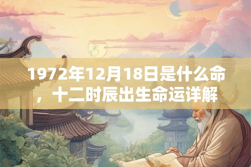 1972年12月18日是什么命，十二时辰出生命运详解