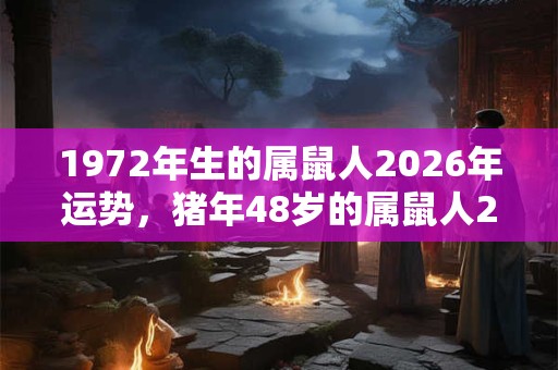 1972年生的属鼠人2026年运势，猪年48岁的属鼠人2026年财运如何？