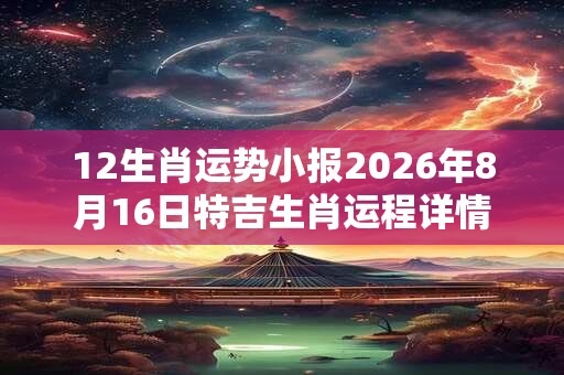 12生肖运势小报2026年8月16日特吉生肖运程详情