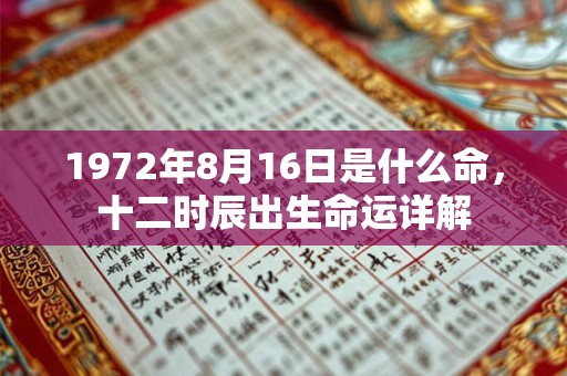 1972年8月16日是什么命，十二时辰出生命运详解