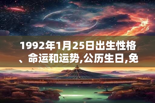 1992年1月25日出生性格、命运和运势,公历生日,免费算命