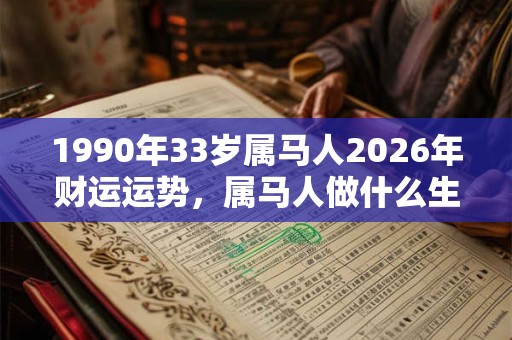 1990年33岁属马人2026年财运运势,属马人做什么生意红火? 1990年33岁属马人2026年财运运势,属马人做什么生意红火?