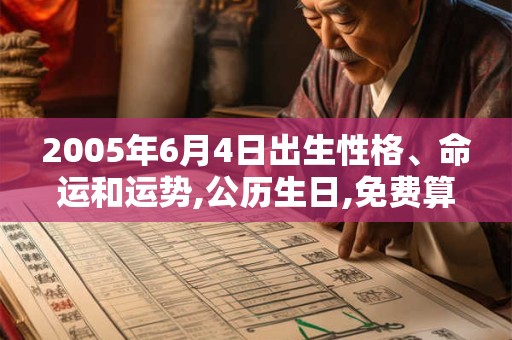 2005年6月4日出生性格、命运和运势,公历生日,免费算命