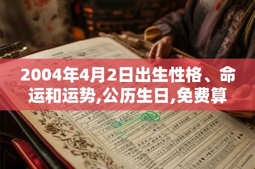 2004年4月2日出生性格、命运和运势,公历生日,免费算命