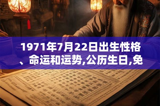 1971年7月22日出生性格、命运和运势,公历生日,免费算命