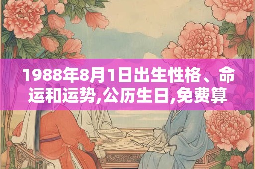 1988年8月1日出生性格、命运和运势,公历生日,免费算命 1988年8月1日出生性格、命运和运势,公历生日,免费算命