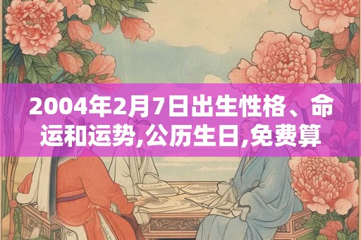 2004年2月7日出生性格、命运和运势,公历生日,免费算命