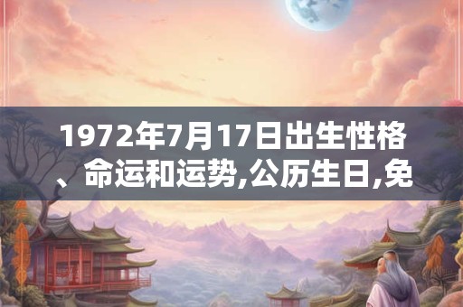 1972年7月17日出生性格、命运和运势,公历生日,免费算命