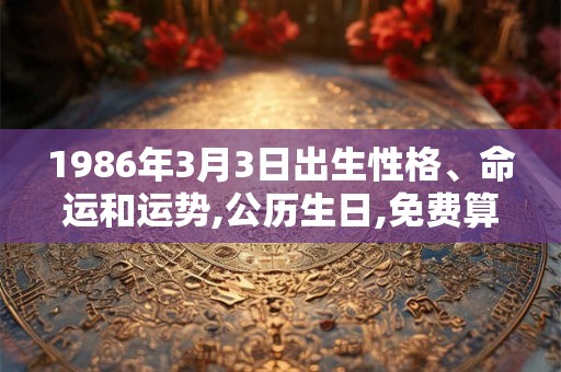 1986年3月3日出生性格、命运和运势,公历生日,免费算命 1986年3月3日出生性格、命运和运势,公历生日,免费算命