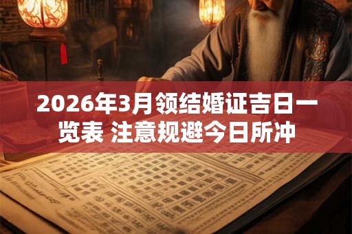 2026年3月领结婚证吉日一览表 注意规避今日所冲 2026年3月领结婚证吉日一览表 注意规避今日所冲