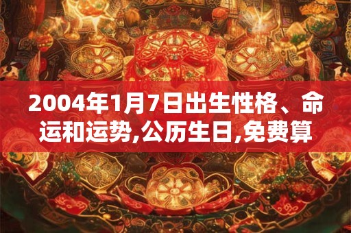 2004年1月7日出生性格、命运和运势,公历生日,免费算命