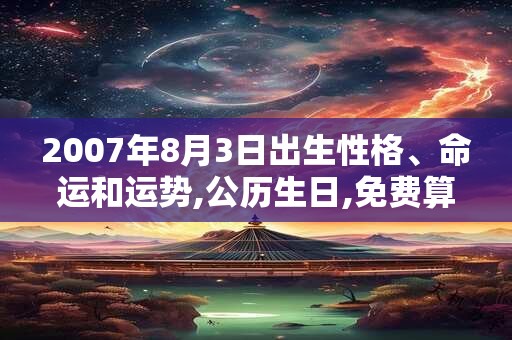 2007年8月3日出生性格、命运和运势,公历生日,免费算命 2007年8月3日出生性格、命运和运势,公历生日,免费算命
