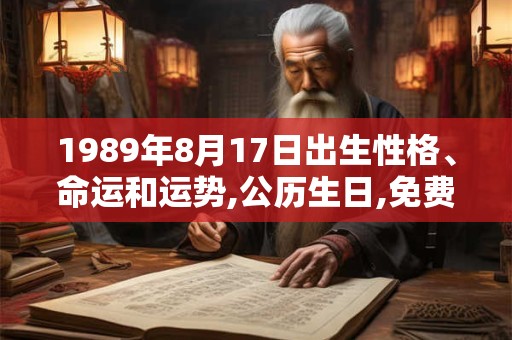 1989年8月17日出生性格、命运和运势,公历生日,免费算命 1989年8月17日出生性格、命运和运势,公历生日,免费算命