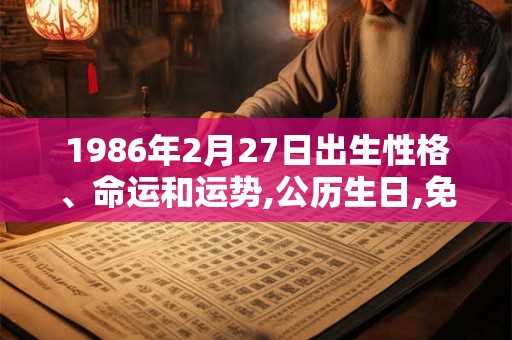 1986年2月27日出生性格、命运和运势,公历生日,免费算命 1986年2月27日出生性格、命运和运势,公历生日,免费算命