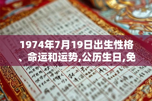 1974年7月19日出生性格、命运和运势,公历生日,免费算命