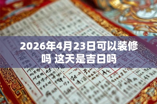 2026年4月23日可以装修吗 这天是吉日吗
