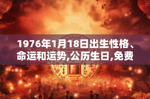 1976年1月18日出生性格、命运和运势,公历生日,免费算命 1976年1月18日出生性格、命运和运势,公历生日,免费算命