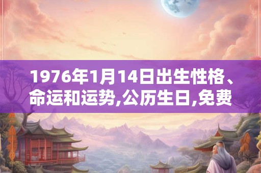 1976年1月14日出生性格、命运和运势,公历生日,免费算命