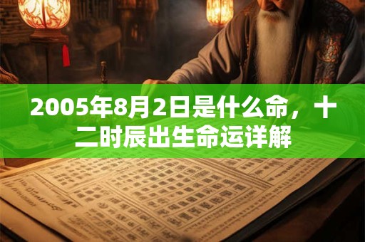 2005年8月2日是什么命，十二时辰出生命运详解