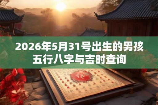 2026年5月31号出生的男孩五行八字与吉时查询