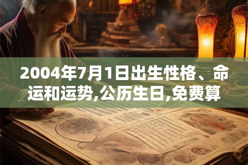 2004年7月1日出生性格、命运和运势,公历生日,免费算命