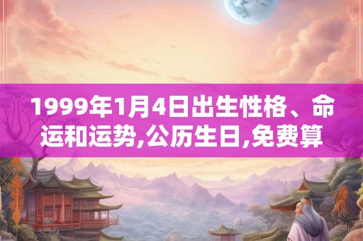1999年1月4日出生性格、命运和运势,公历生日,免费算命