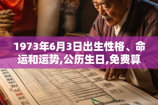 1973年6月3日出生性格、命运和运势,公历生日,免费算命