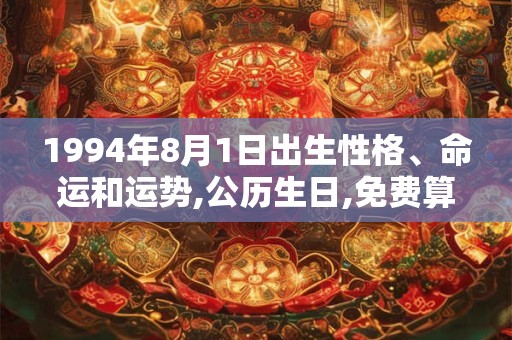 1994年8月1日出生性格、命运和运势,公历生日,免费算命