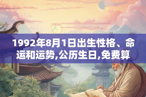 1992年8月1日出生性格、命运和运势,公历生日,免费算命