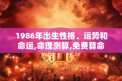 1986年出生性格、运势和命运,命理测算,免费算命
