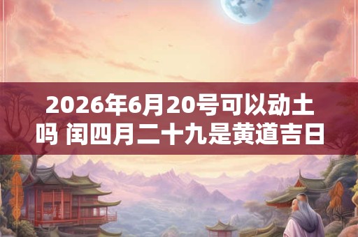 2026年6月20号可以动土吗 闰四月二十九是黄道吉日吗 2026年6月20号可以动土吗 闰四月二十九是黄道吉日吗