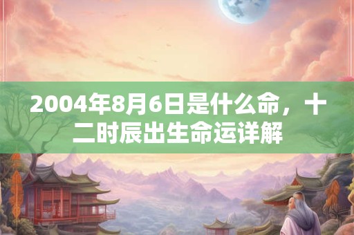 2004年8月6日是什么命,十二时辰出生命运详解 2004年8月6日是什么命,十二时辰出生命运详解