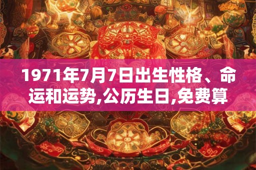 1971年7月7日出生性格、命运和运势,公历生日,免费算命