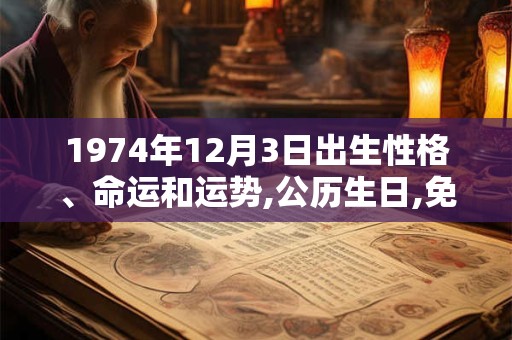 1974年12月3日出生性格、命运和运势,公历生日,免费算命 1974年12月3日出生性格、命运和运势,公历生日,免费算命