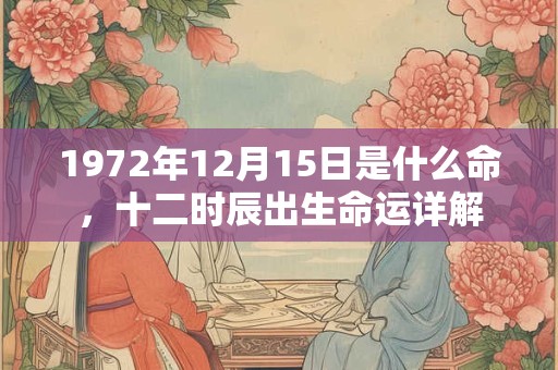 1972年12月15日是什么命，十二时辰出生命运详解