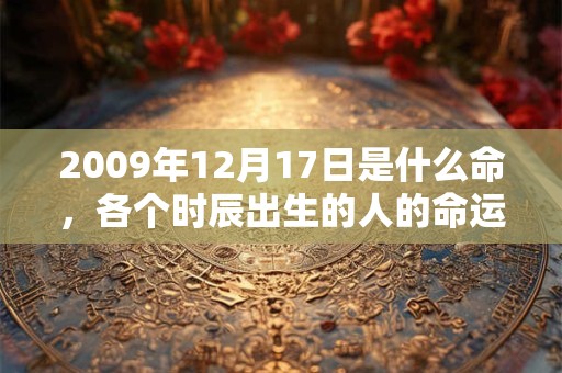 2009年12月17日是什么命，各个时辰出生的人的命运