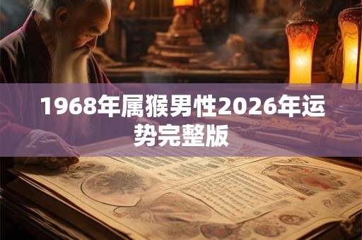 1968年属猴男性2026年运势完整版 1968年属猴男性2026年运势完整版
