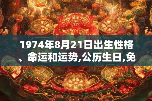 1974年8月21日出生性格、命运和运势,公历生日,免费算命