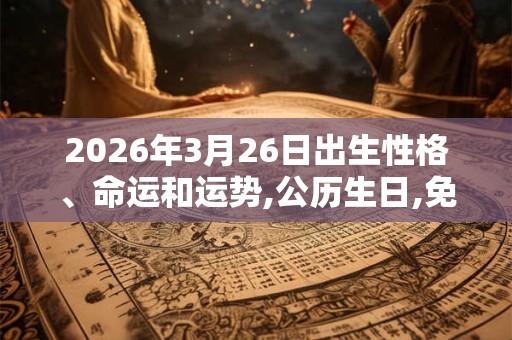 2026年3月26日出生性格、命运和运势,公历生日,免费算命